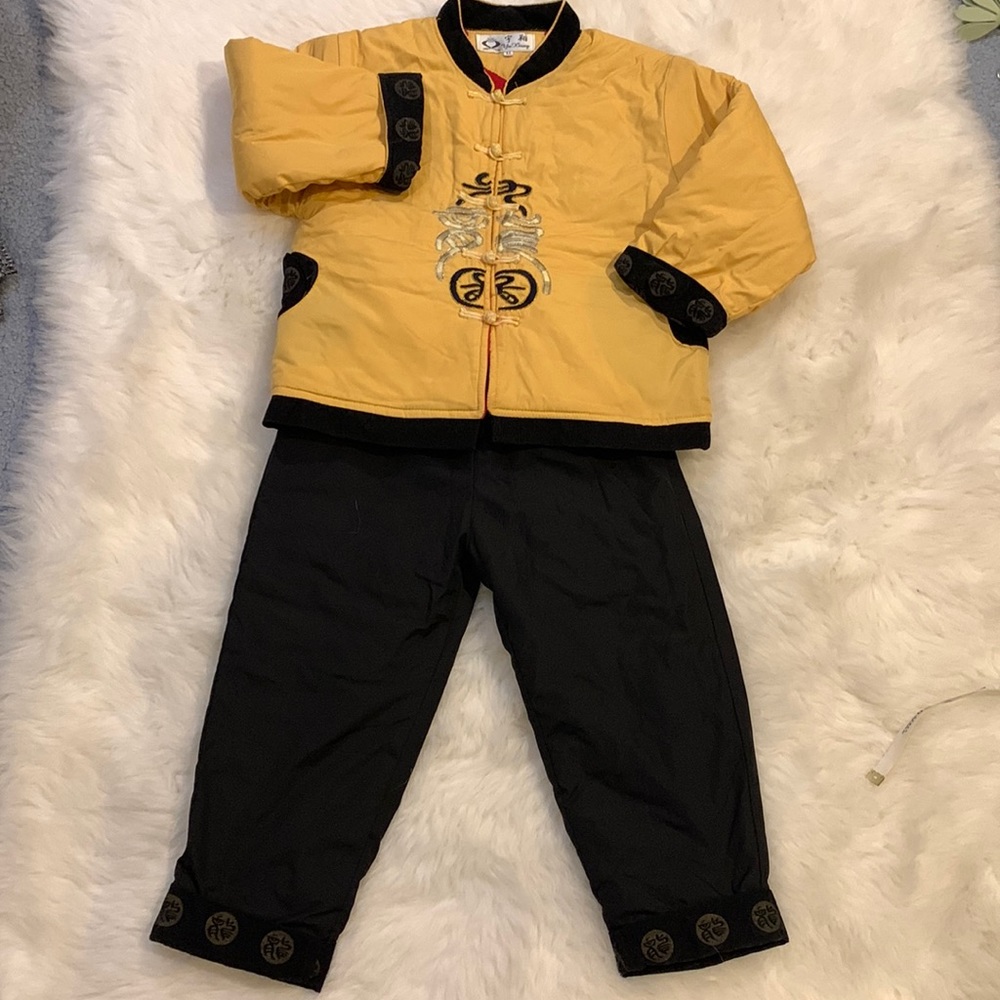 Chinese style boy winter coat and pants set